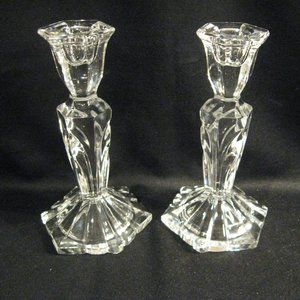 STUNNING CRYSTAL CLEAR CANDLESTICK PAIR